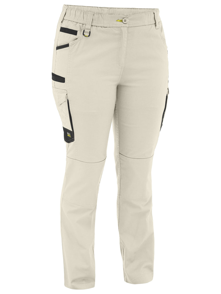 BPCL6338 - Women's Flx & Move Stretch Canvas Elastic Waist Cargo Pants - stone