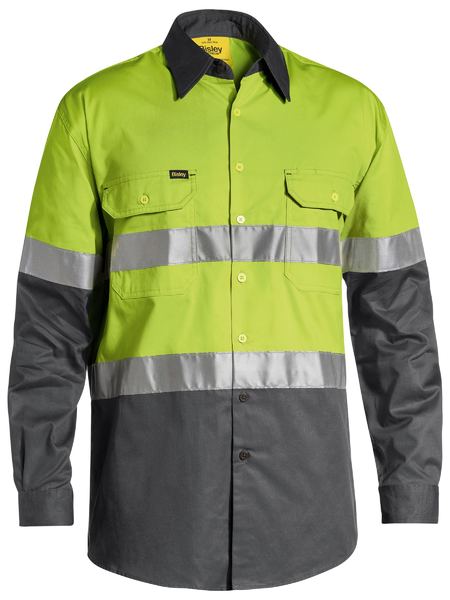 BS6696T - Bisley - Taped 2 Tone Hi-Vis Recycled Drill Shirt