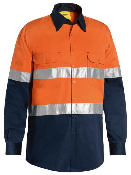 BS6696T - Bisley - Taped 2 Tone Hi-Vis Recycled Drill Shirt