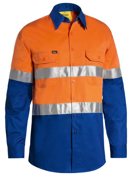 BS6696T - Bisley - Taped 2 Tone Hi-Vis Recycled Drill Shirt