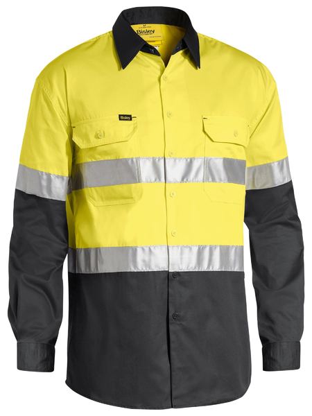 BS6696T - Bisley - Taped 2 Tone Hi-Vis Recycled Drill Shirt