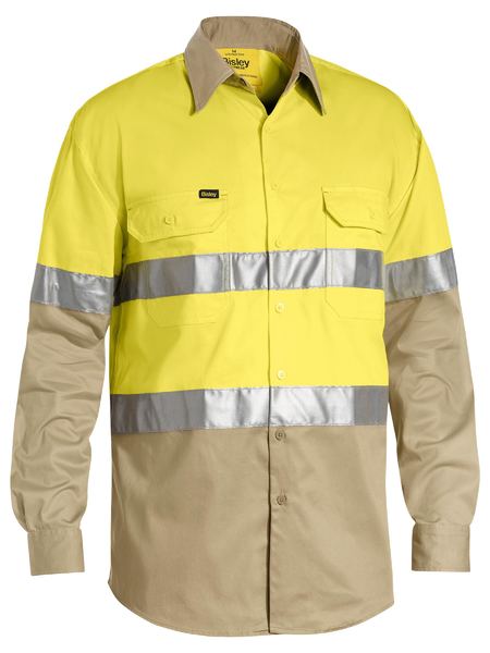 BS6696T - Bisley - Taped 2 Tone Hi-Vis Recycled Drill Shirt