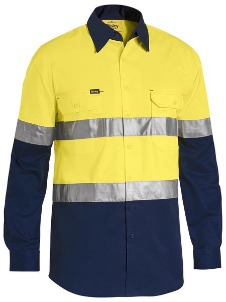 BS6696T - Bisley - Taped 2 Tone Hi-Vis Recycled Drill Shirt