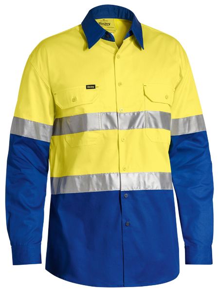 BS6696T - Bisley - Taped 2 Tone Hi-Vis Recycled Drill Shirt