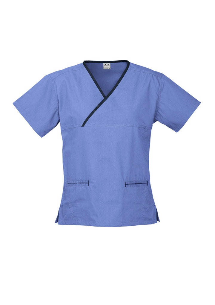H10722 - Biz Collection - Womens Contrast Scrub Top Mid Blue/Navy