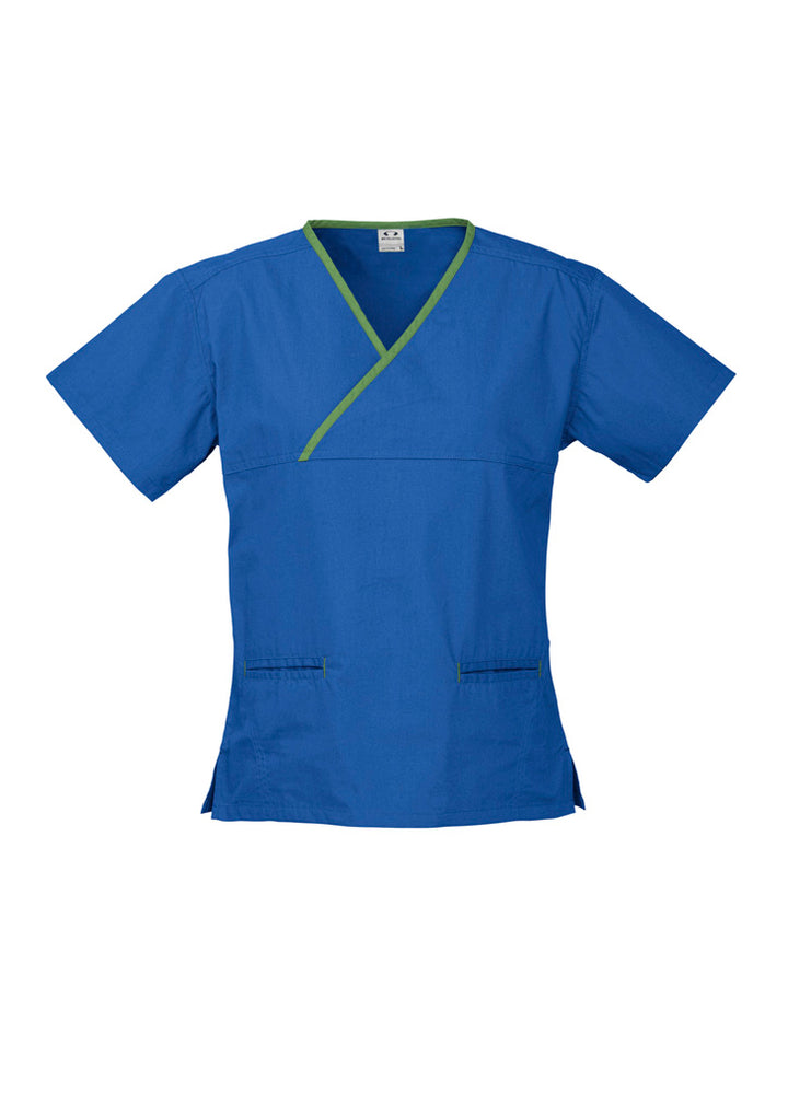 H10722 - Biz Collection - Womens Contrast Scrub Top Royal/lime