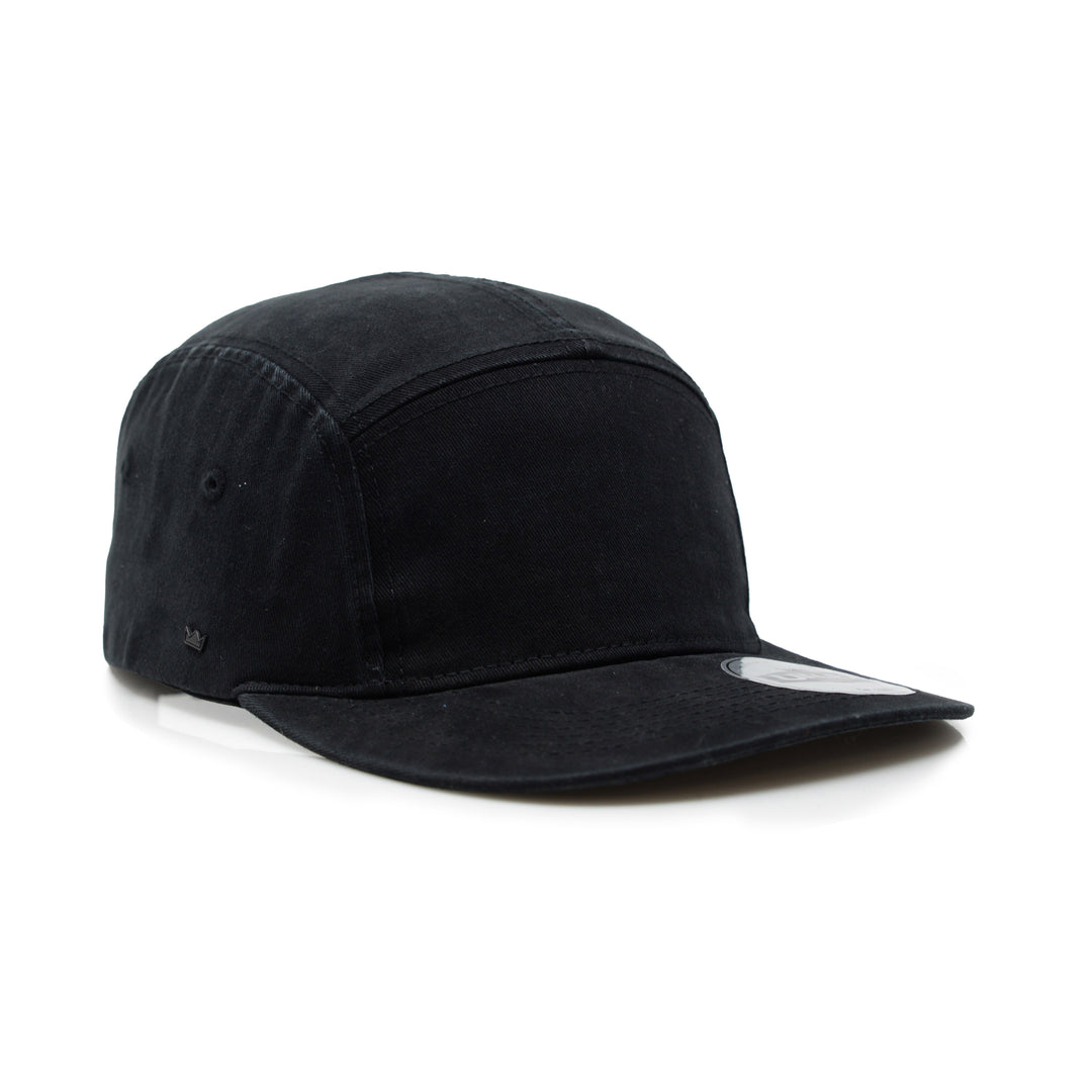 U22505 - UFlex - Washed Cotton 5 Panel Cap Black