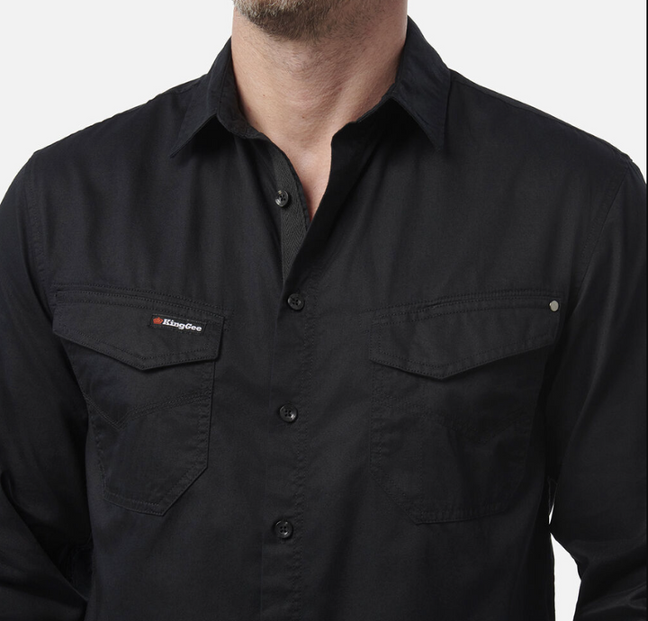 K14350 - King Gee - Tradies Lightweight Cotton Drill Long Sleeve Work Shirt
