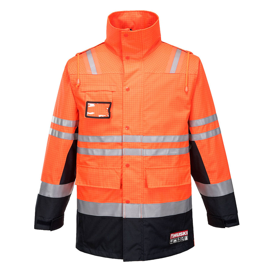 K8000 - Portwest - Huski Flame Resistant Fire Jacket Orange/Navy