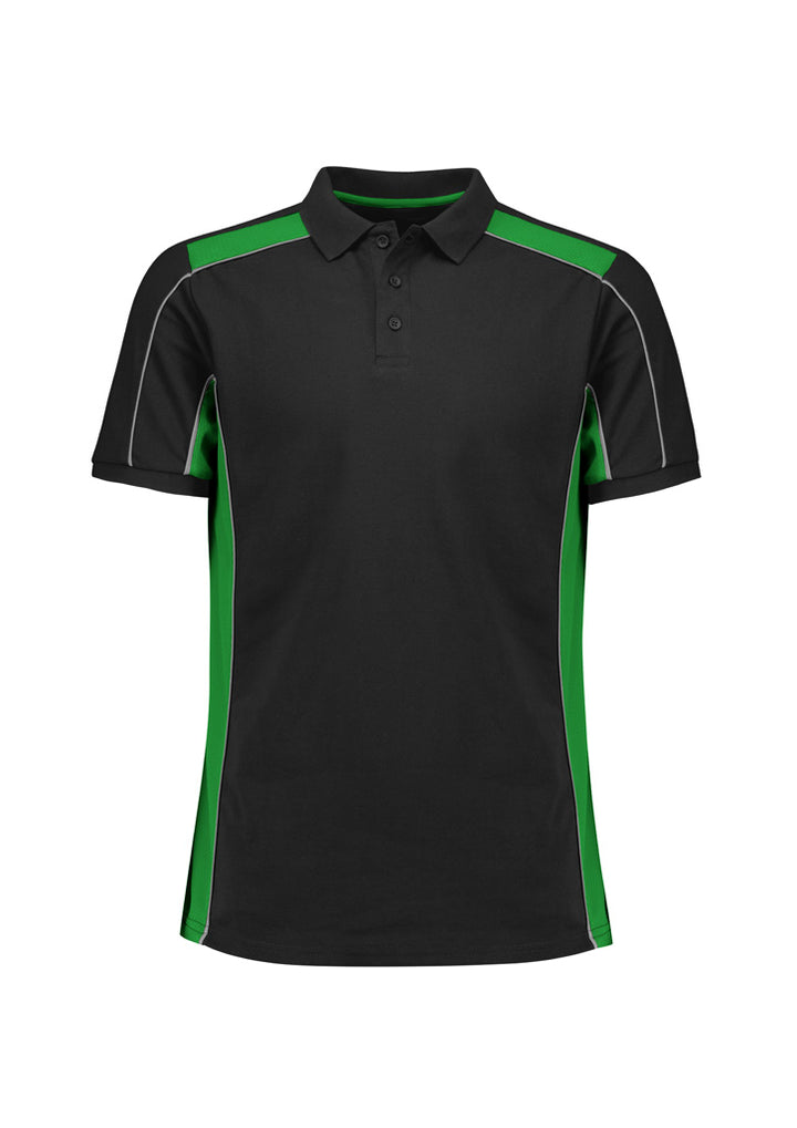 P41SUS - Biz Collection - Unisex Grid Short Sleeve Polo Black/Green