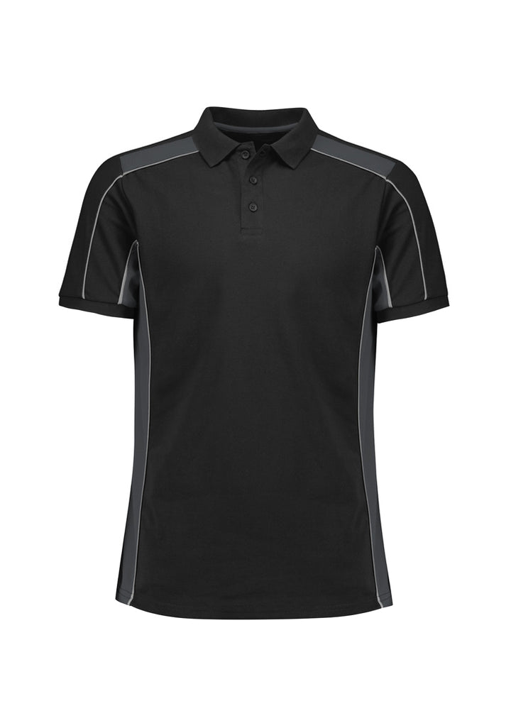 P41SUS - Biz Collection - Unisex Grid Short Sleeve Polo Black/Grey