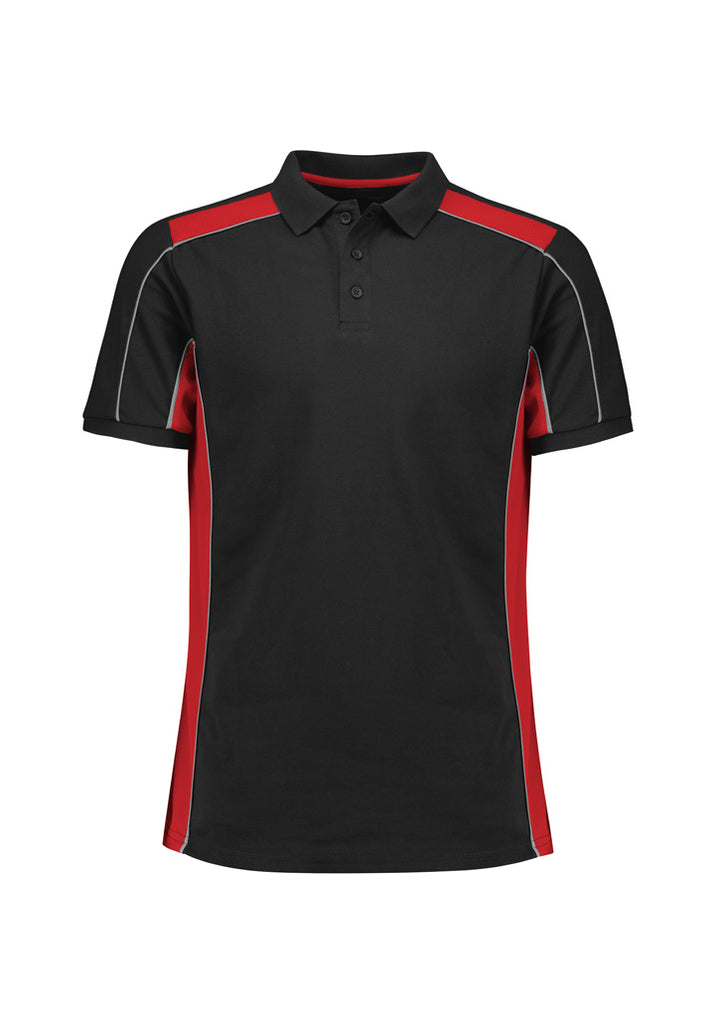 P41SUS - Biz Collection - Unisex Grid Short Sleeve Polo Black/Red