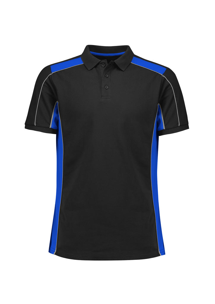 P41SUS - Biz Collection - Unisex Grid Short Sleeve Polo Black/Royal