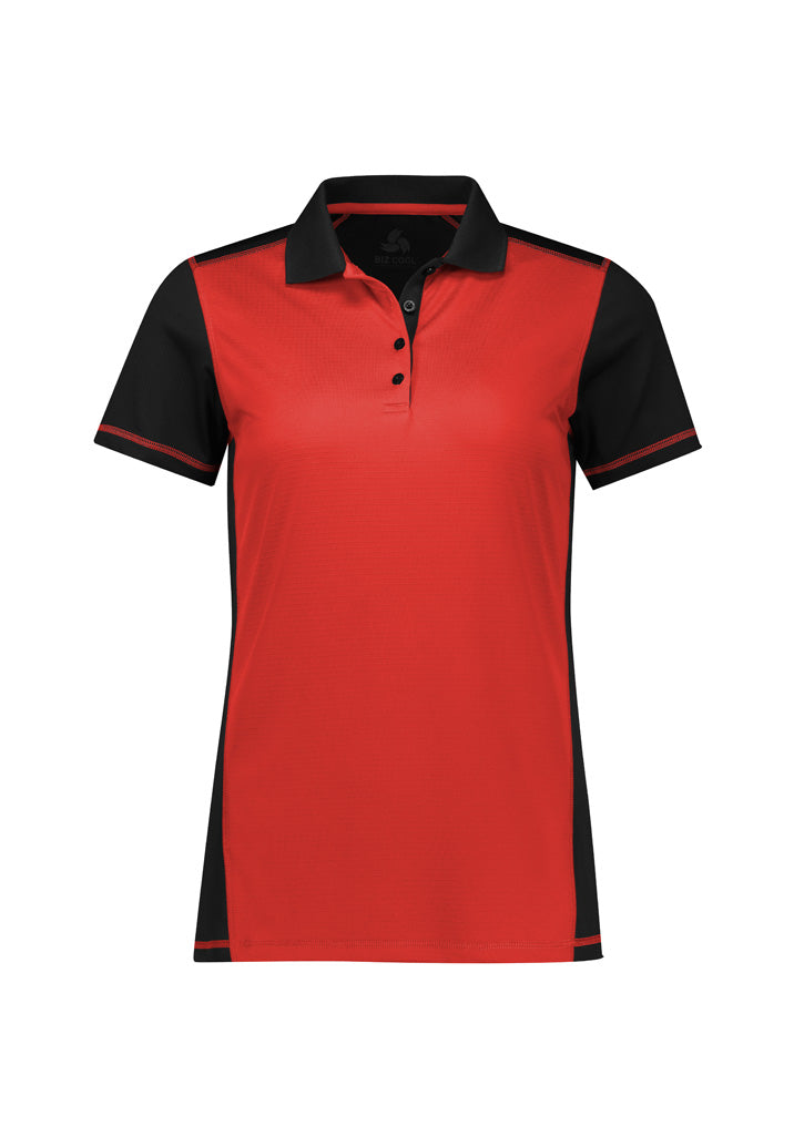 P419LS - Biz Collection - Womens Dart Short Sleeve Polo Black/Red