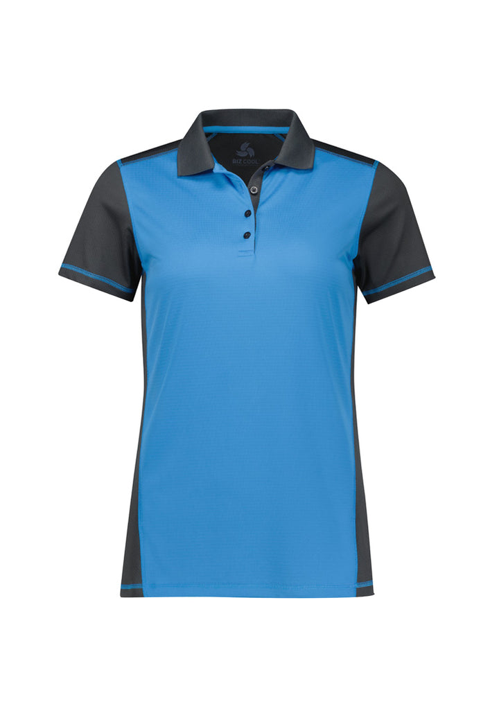 P419LS - Biz Collection - Womens Dart Short Sleeve Polo Grey/Cyan