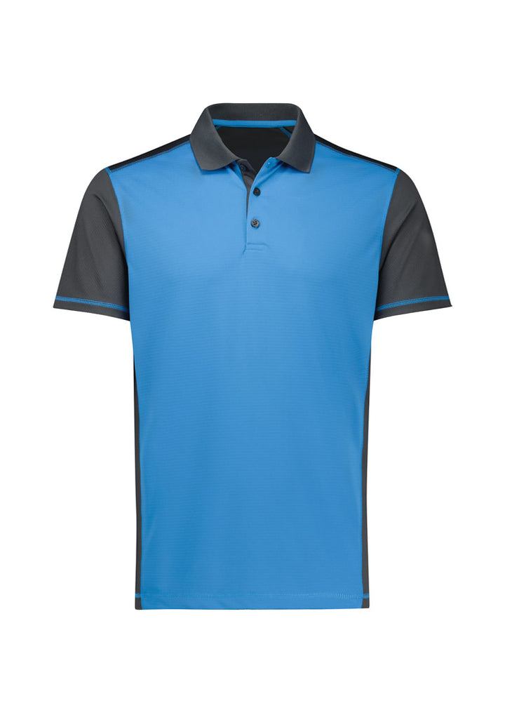 P419MS - Biz Collection - Mens Dart Short Sleeve Polo Grey/Cyan
