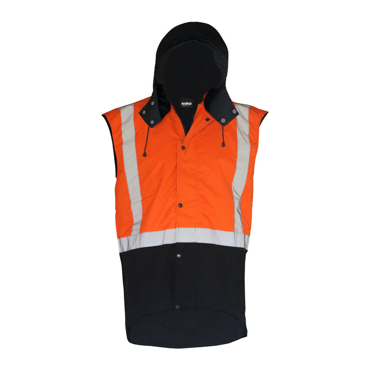Esko PCO1349 Hi-Vis Hooded Oilskin Sleeveless Vest (Day/Night)