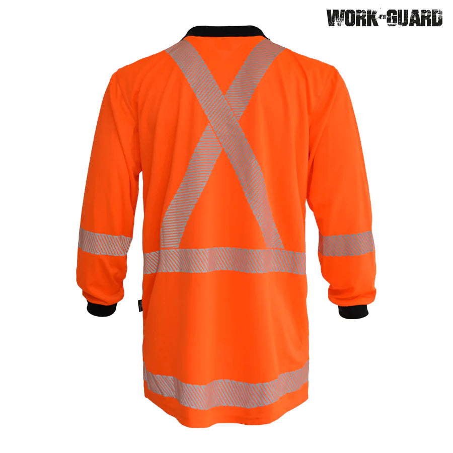 R483X - Workguard - Recycled Hi Vis TTMC Long Sleeve Polo