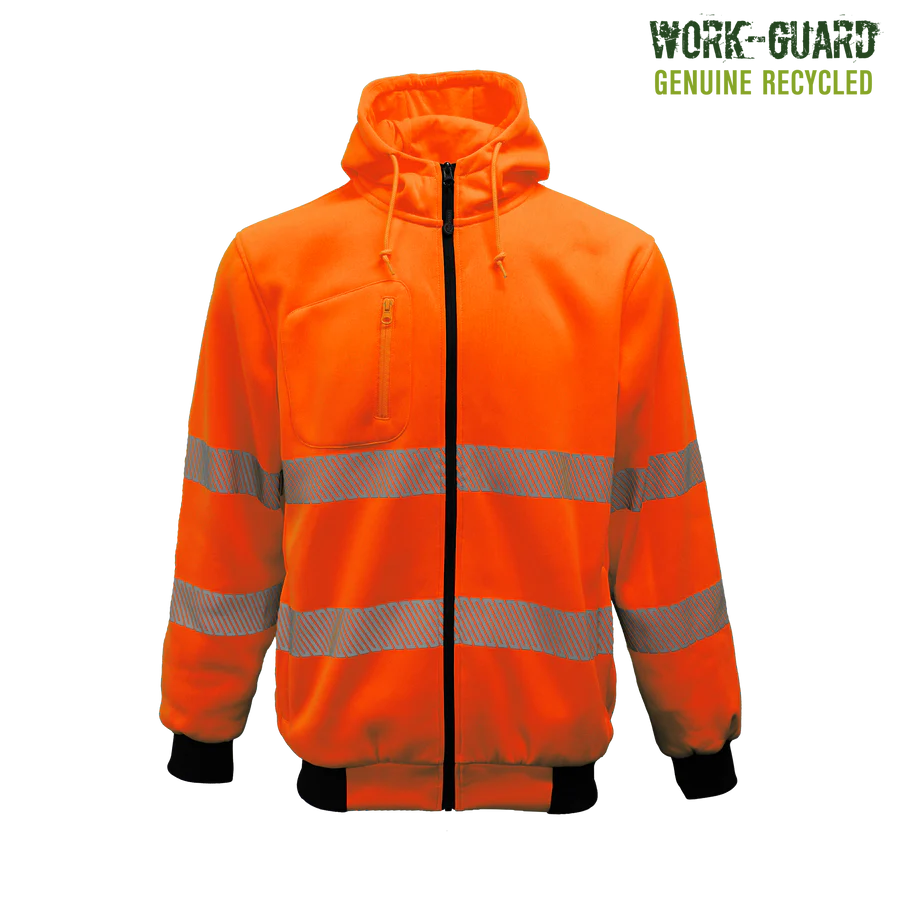 R503X Workguard Recycled Hi Vis Day/Night Zipped Hoodie Orange