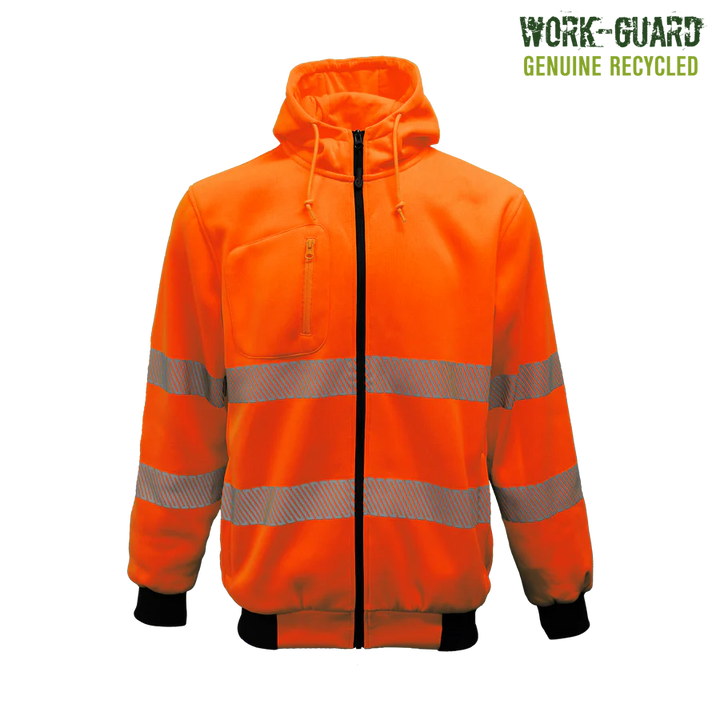 R503X Workguard Recycled Hi Vis Day/Night Zipped Hoodie Orange