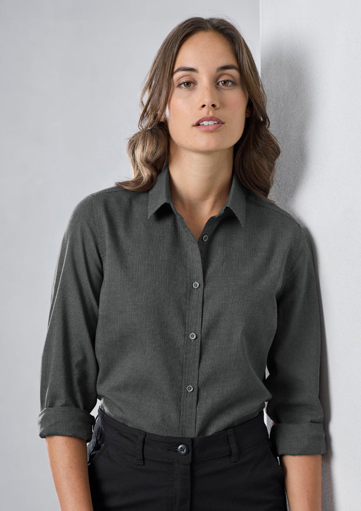 S421MLL- Biz Collection - Womens Soul Long Sleeve Shirt Grey