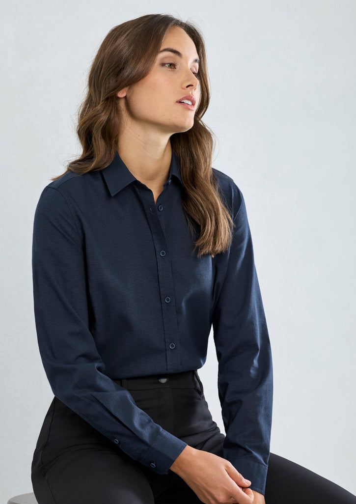 S421MLL- Biz Collection - Womens Soul Long Sleeve Shirt Navy