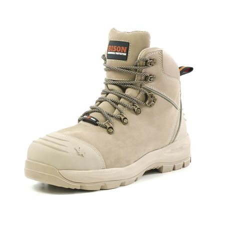 Bison - XT Zip Side Lace Up Safety Boot - Stone