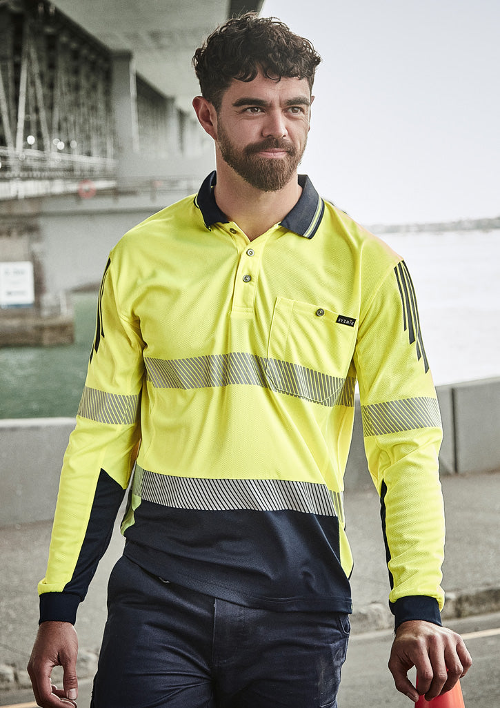ZH550 - Syzmik - Mens Hi Vis Flux Segmented Tape Long Sleeve Polo