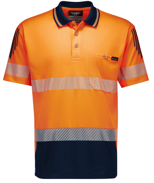 ZH555 - Syzmik - Mens Hi Vis Flux Segmented Tape Short Sleeve Polo