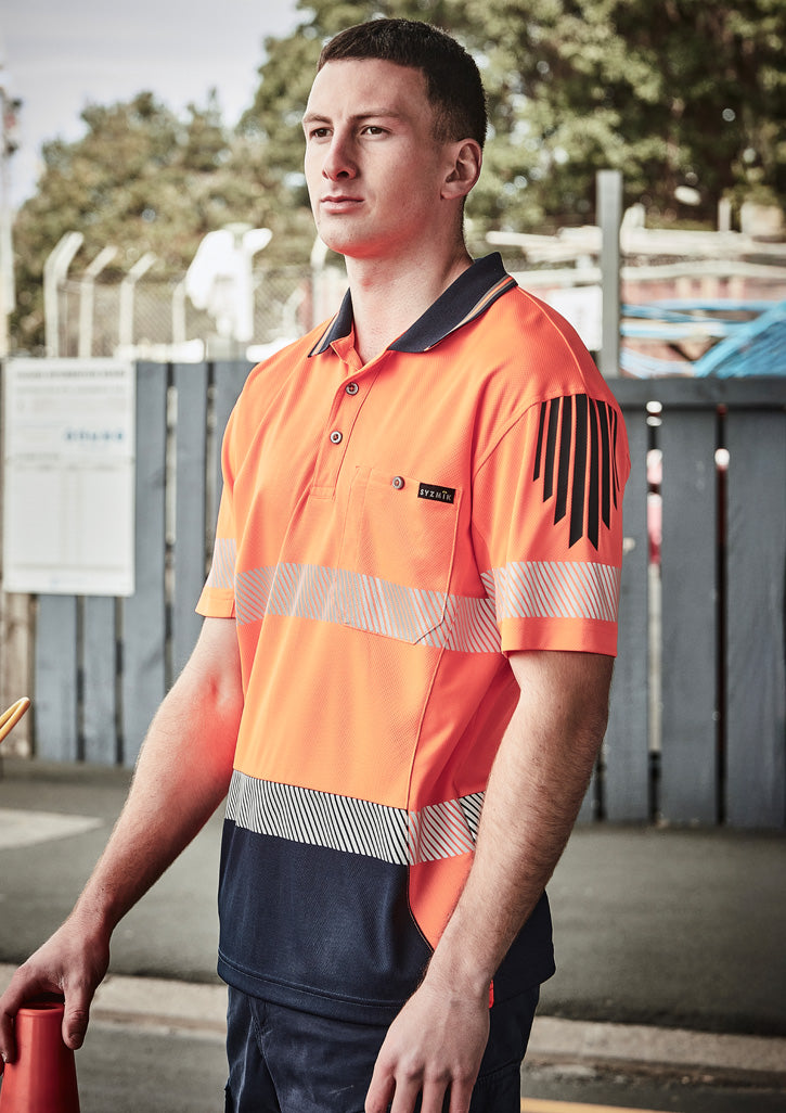 ZH555 - Syzmik - Mens Hi Vis Flux Segmented Tape Short Sleeve Polo