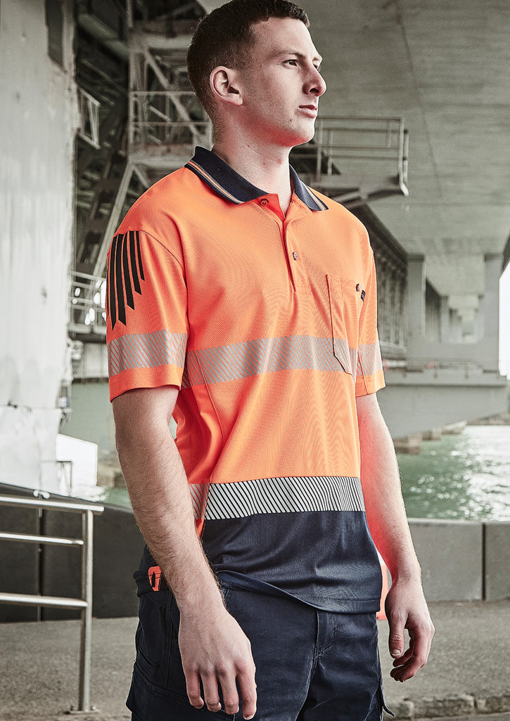 ZH555 - Syzmik - Mens Hi Vis Flux Segmented Tape Short Sleeve Polo