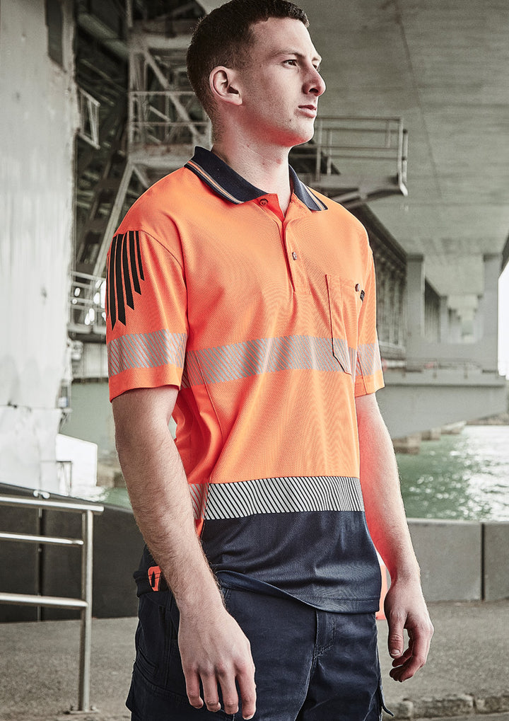 ZH555 - Syzmik - Mens Hi Vis Flux Segmented Tape Short Sleeve Polo