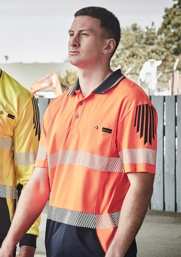 ZH555 - Syzmik - Mens Hi Vis Flux Segmented Tape Short Sleeve Polo