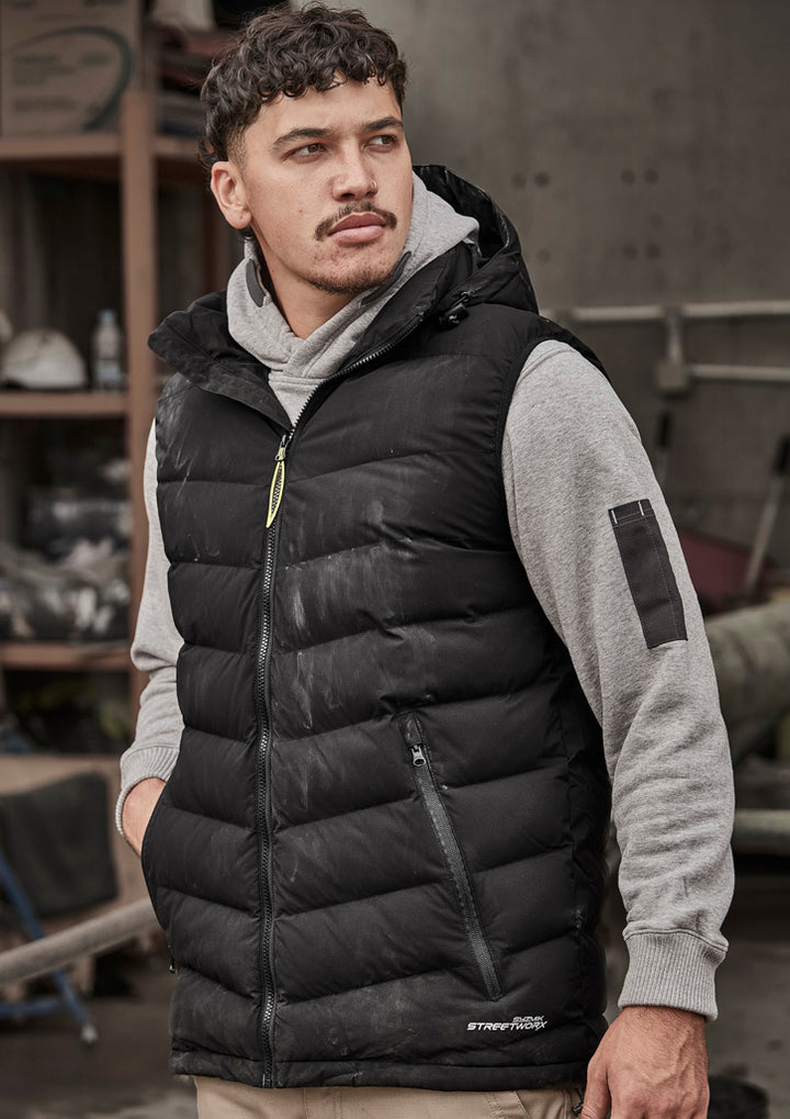 ZV245 - Syzmik - Unisex Streetworx Hooded Puffer Vest - Black
