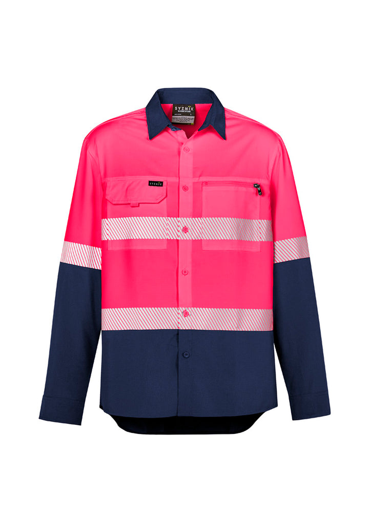 ZW470 - Syzmik - Mens Hi Vis Outdoor Segmented Tape Long Sleeve Shirt