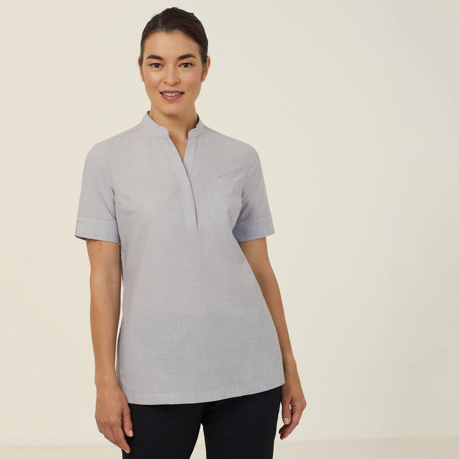 CATUGA - NNT - Poly Cotton End on End Short Sleeve Tunic Grey