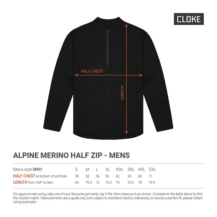 M901 - Cloke - Alpine 100% Merino Jumper 1/2 zip - Men's - 280gsm