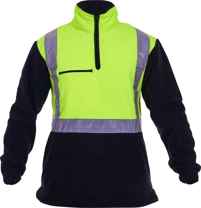 PCF1012 - Caution - Polar Fleece 1/2 Zip Tunic (Day/Night) - 380gm Yellow/Black