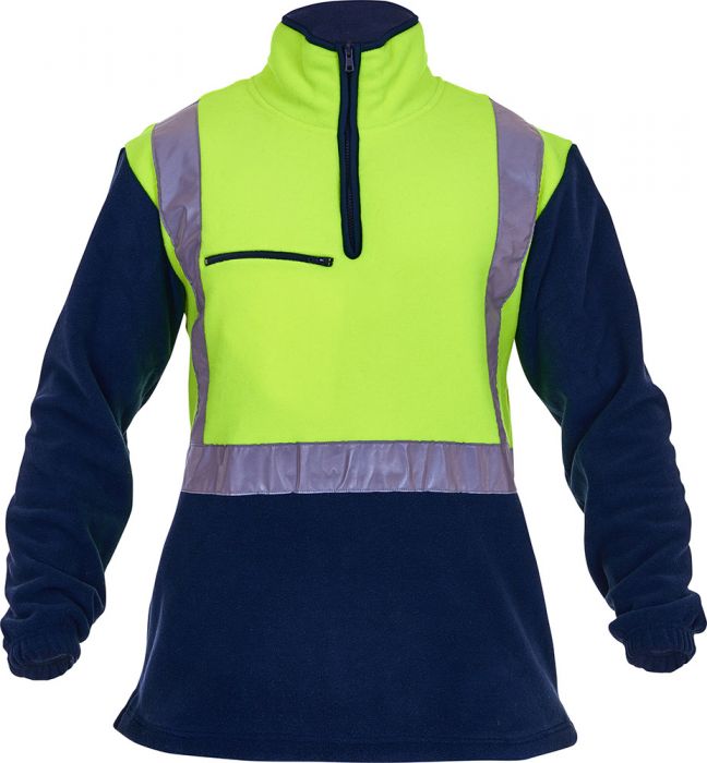 PCF1012 - Caution - Polar Fleece 1/2 Zip Tunic (Day/Night) - 380gm Yellow/Navy