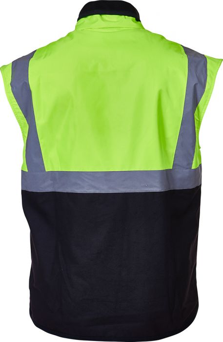 PCO1340 - Caution - Hi-Vis Oilskin Sleeveless Vest (Day/Night)