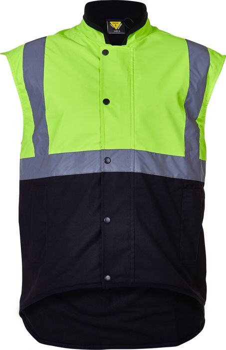 PCO1340 - Caution - Hi-Vis Oilskin Sleeveless Vest (Day/Night)