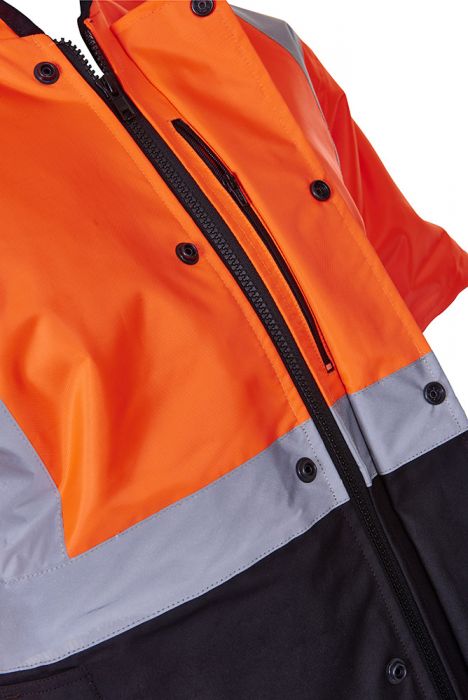 PCO1350 - Caution - Hi-Vis Oilskin Short Sleeve Vest (Day/Night)