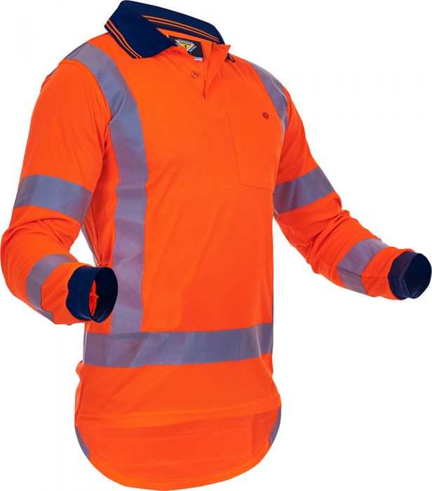 PCP1224 - Caution - Hi-Viz TTMC-W17 X-Back L/S Micro Fibre Polo