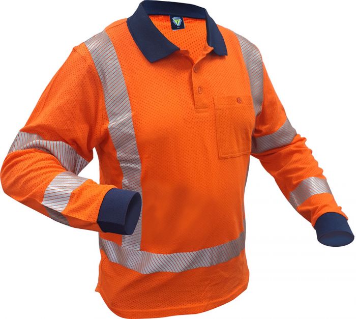 PCP1227 - Caution - Hi-Viz TTMC-W17 X-Back L/S Cotton Mesh Polo