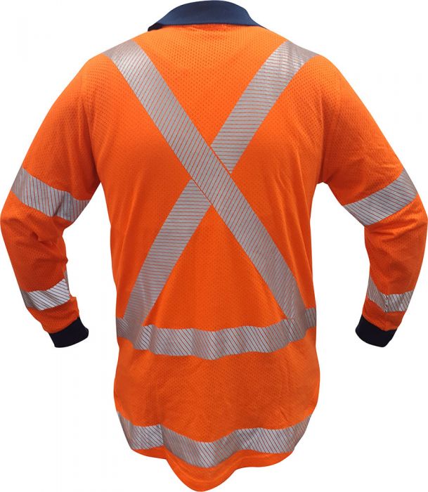 PCP1227 - Caution - Hi-Vis TTMC-W17 X-Back L/S Cotton Mesh Polo