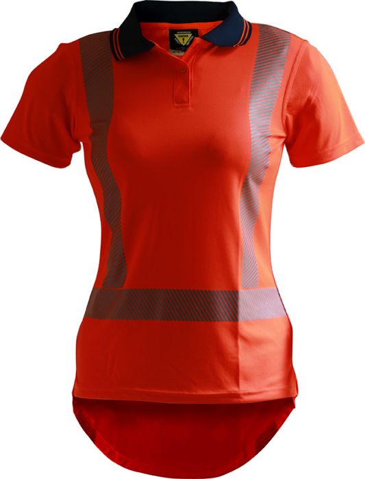 PCP1242 - Caution - Women's TTMC-W S/S Segmented Tape Micro Fibre Polo