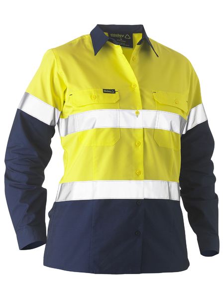 BL6996T - Bisley - Womens Taped 2 Tone Hi-Vis Recycled Drill Shirt