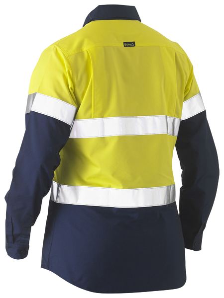 BL6996T - Bisley - Womens Taped 2 Tone Hi-Vis Recycled Drill Shirt