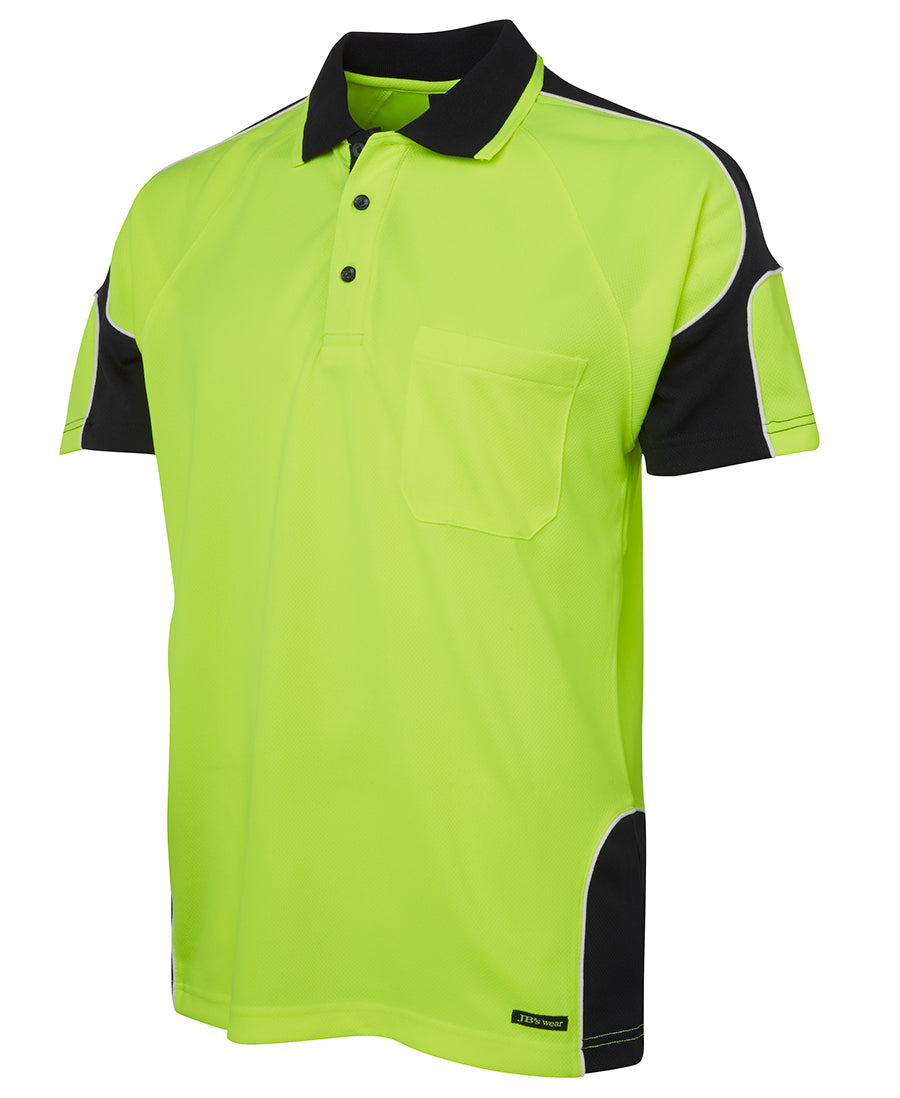 6AP4S - JB's Wear - Hi-Viz Arm Panel Polo - Lime/Black