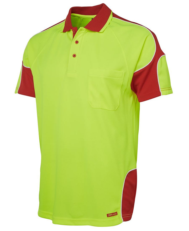 6AP4S - JB's Wear - Hi-Viz Arm Panel Polo - Lime/Red